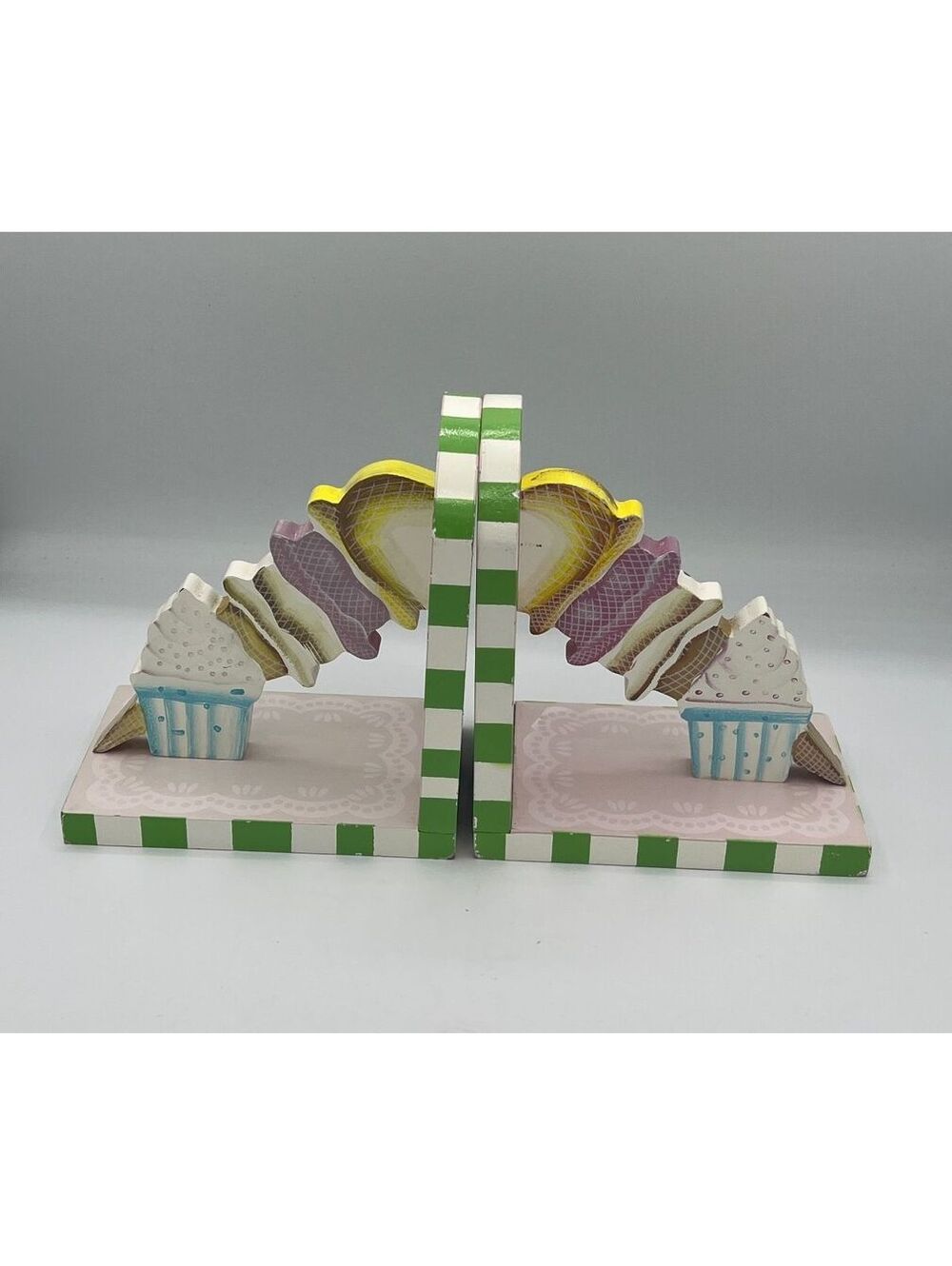 Ice Cream and Cupcake Themed Wooden Bookends